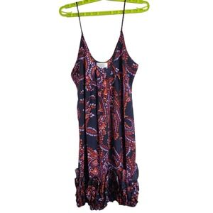 Haven‎ Silk Mini Dress Size Medium Rosette Trim Slip Adjustable Spaghetti Strap